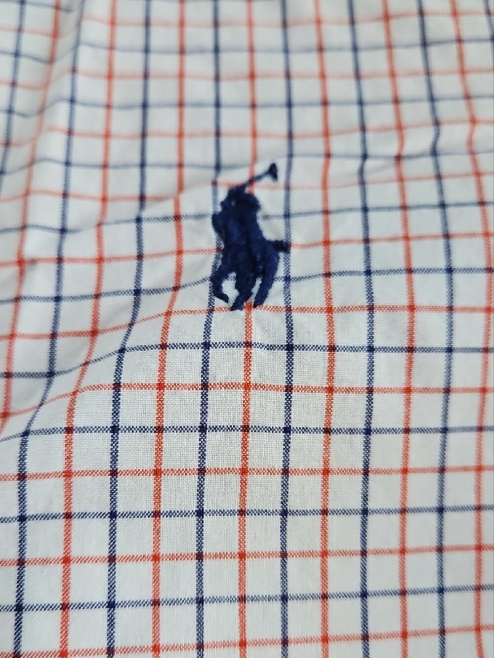 Ralph Lauren Orange & Blue Micro-Check Button-Down Shirt - Picture 3 of 5